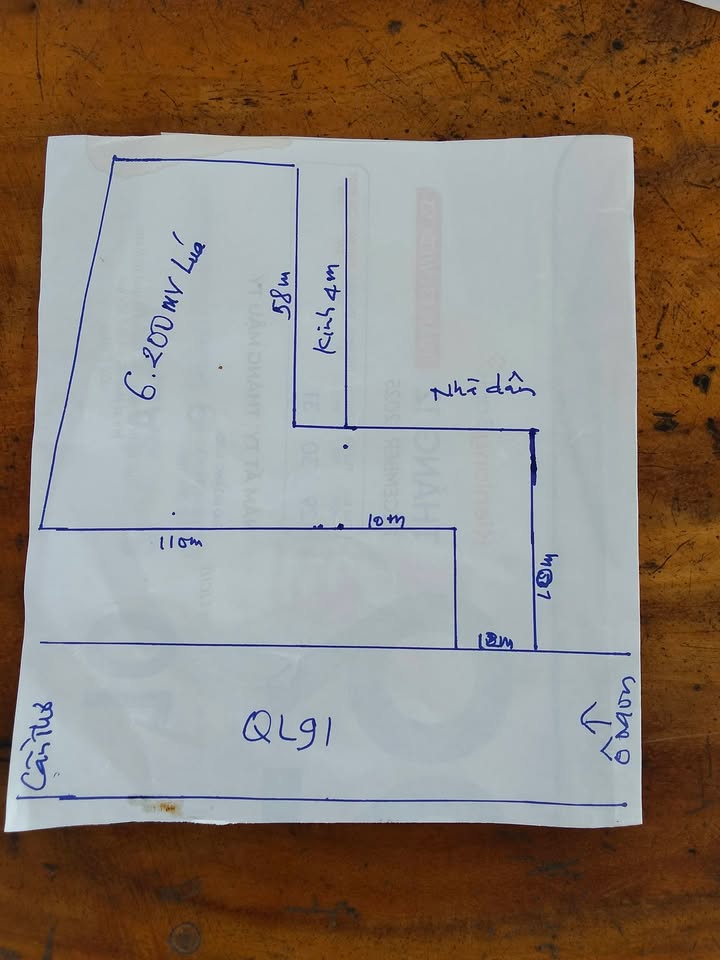 Đất Lúa 6200m² mặt tiền Quốc lộ 91, Phước Thới, chỉ 12.09 tỷ - Cơ hội đầu tư lý tưởng!