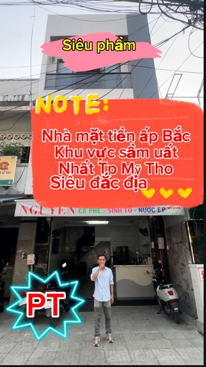 Nhà phố 2 lầu mặt tiền đường Ấp Bắc, Mỹ Tho 28m² giá 7 tỷ - Kinh doanh sầm uất!