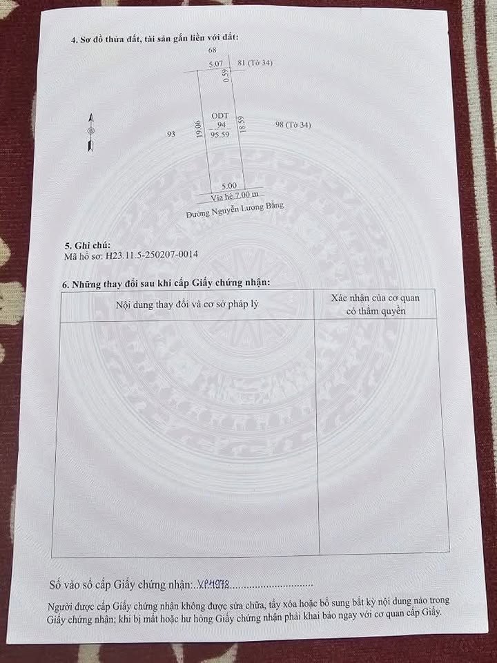Lô đất mặt đường Nguyễn Lương Bằng TP Hải Dương 95.59m² giá 7.65 tỷ - Đầu tư sinh lời ngay!