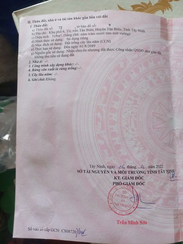 Đất nền Tân Biên 481m² giá 1.3 tỷ - Vị trí đắc địa, thuận lợi cho đầu tư!