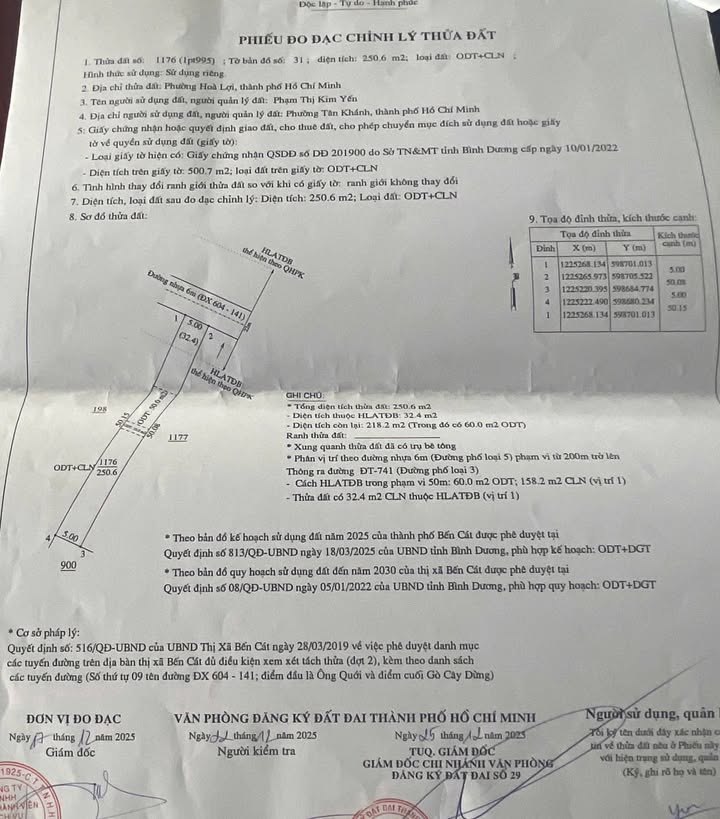 Đất nền Hòa Lợi Bến Cát 1250m² - Giá đầu tư hấp dẫn