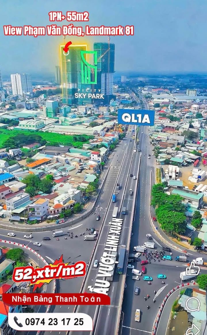 Căn hộ Picity Sky Park Dĩ An 55,54m² giá chỉ 2.9 tỷ - Sở hữu view đẹp nhất!