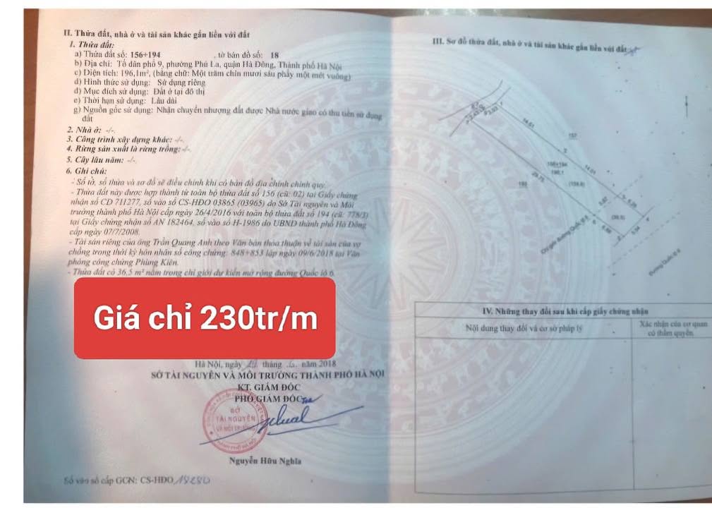 Đất nền Khu Ba La, Phường Phú La, Quận Hà Đông 196m² chỉ 23 tỷ - Cơ hội đầu tư hấp dẫn!