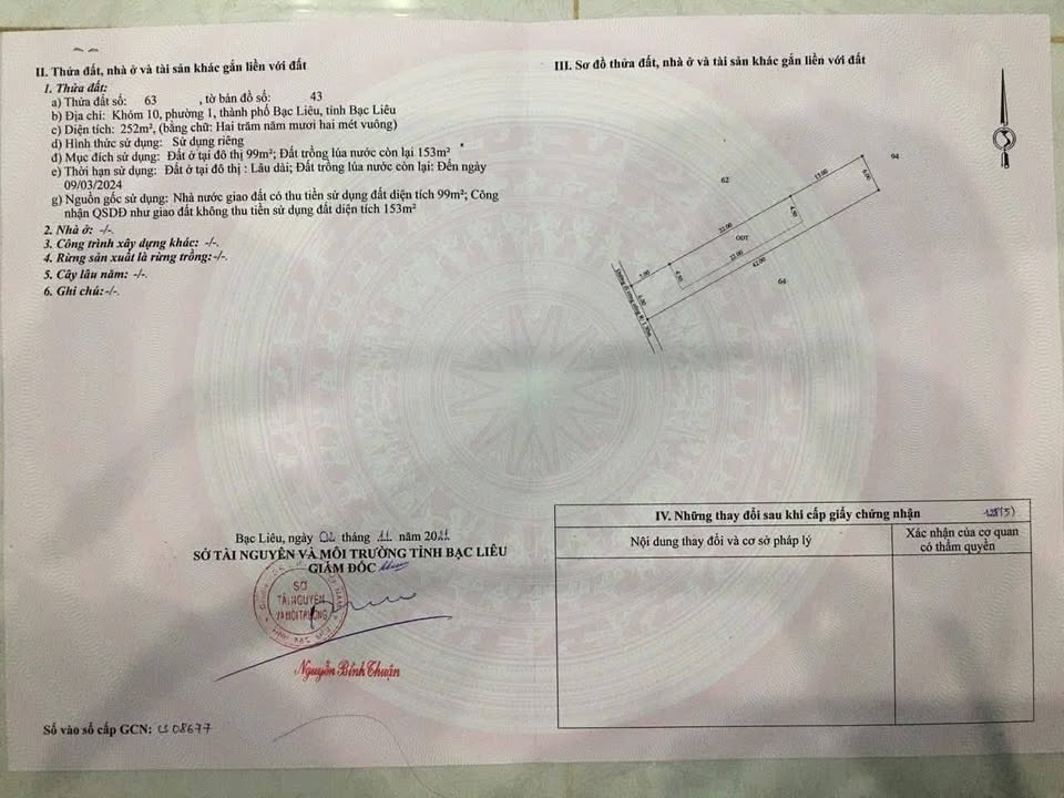 Đất nền phường Bạc Liêu 99m² giá 650 triệu - Sổ đỏ chính chủ, vị trí đẹp!