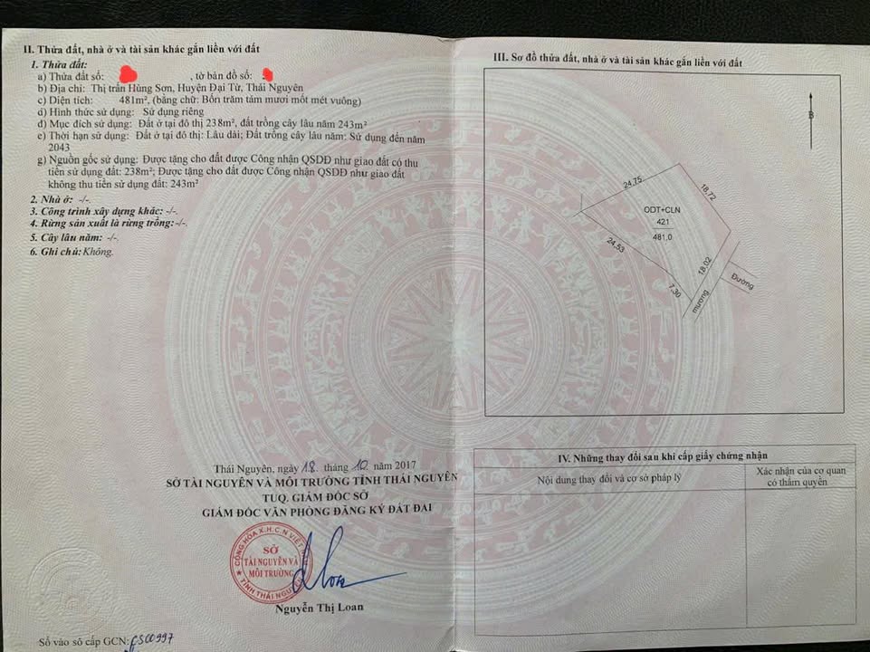 Đất nền Khôi Kỳ - Đại Từ 481m² giá 2 tỷ - Vị trí đắc địa, thuận tiện di chuyển!