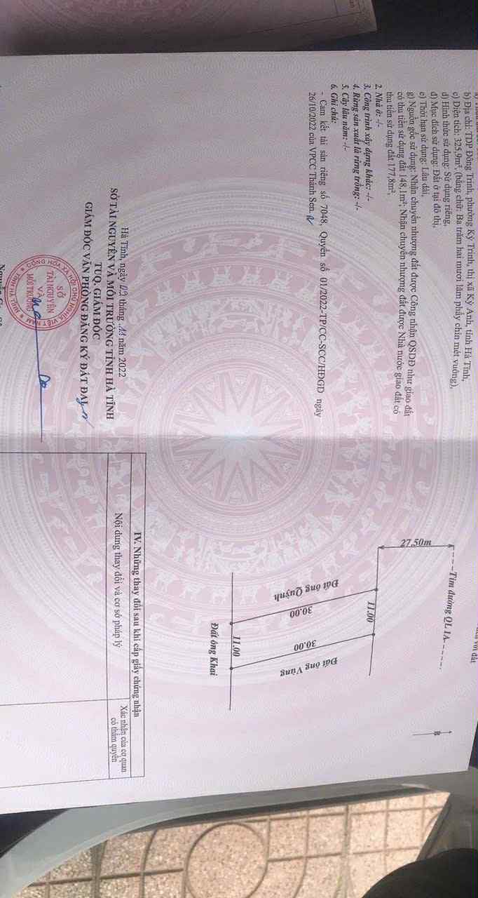 Đất thổ cư QL 1A Kỳ Trinh 330m² - Giá thỏa thuận hấp dẫn!