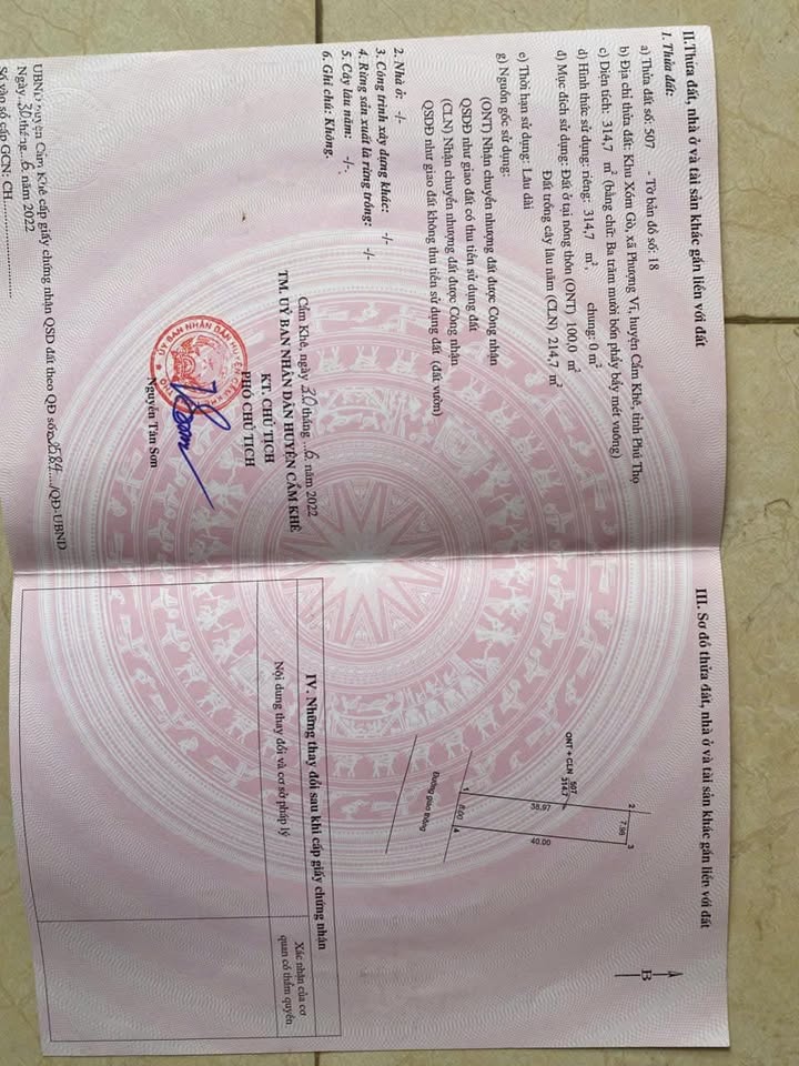 Lô đất Tiên Lương 320m² giá 1 tỷ - Cơ hội đầu tư tuyệt vời!