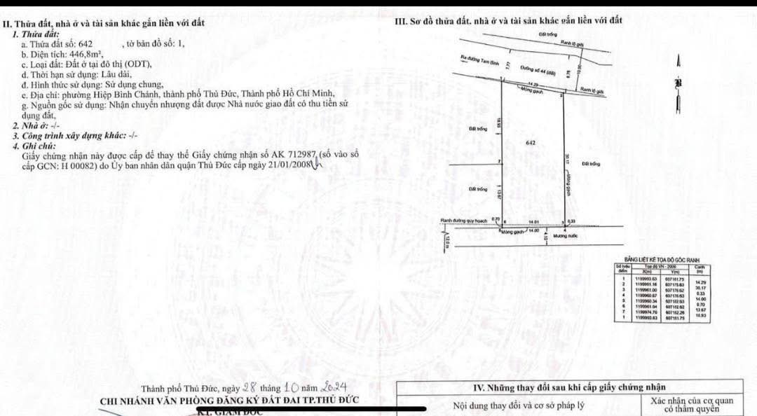 Bán đất mặt tiền đường 44, Hiệp Bình Chánh, 446m², giá 23 tỷ - Cơ hội đầu tư hấp dẫn!