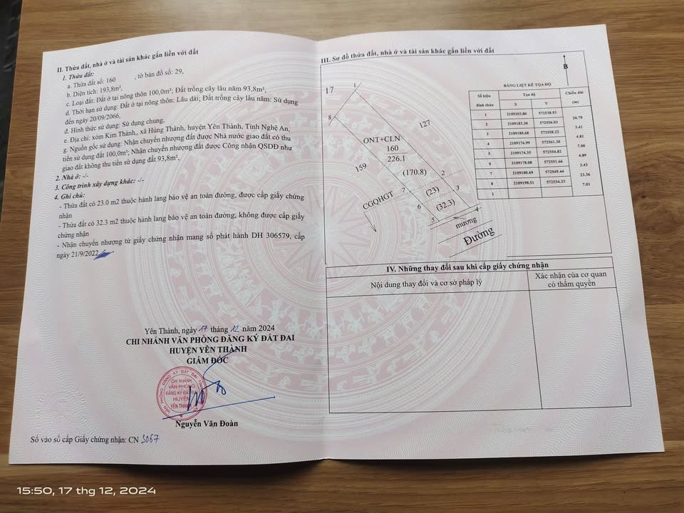 Đất nền xã Hùng Thành, Yên Thành 245m² - Cơ hội đầu tư sinh lời!