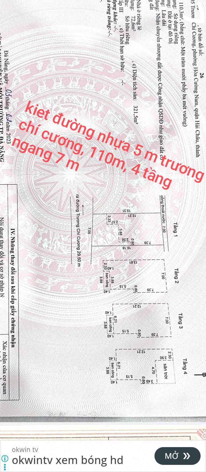Nhà 4 tầng đường Trương Chí Cương, Đà Nẵng 110m² giá 9.5 tỷ - Sẵn sàng vào ở!