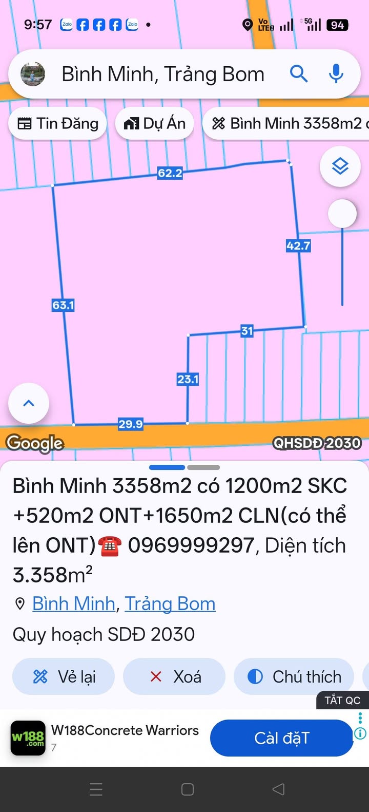 Đất nền 3,358m² xã Bình Minh, Trảng Bom, Đồng Nai - Cơ hội đầu tư hiếm có!
