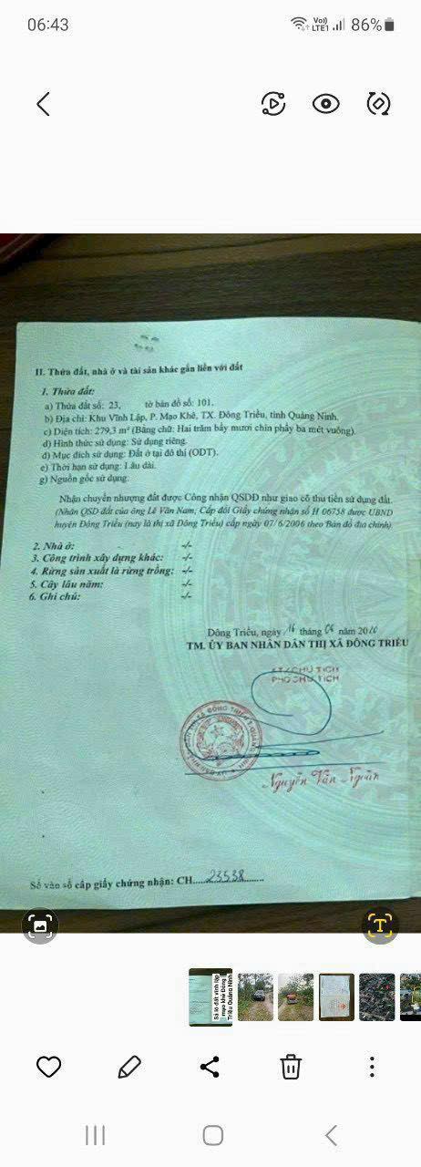 Đất ở đô thị Mạo Khê, Đông Triều 279m² giá 1 tỷ - Mặt tiền rộng, tách lô dễ dàng!