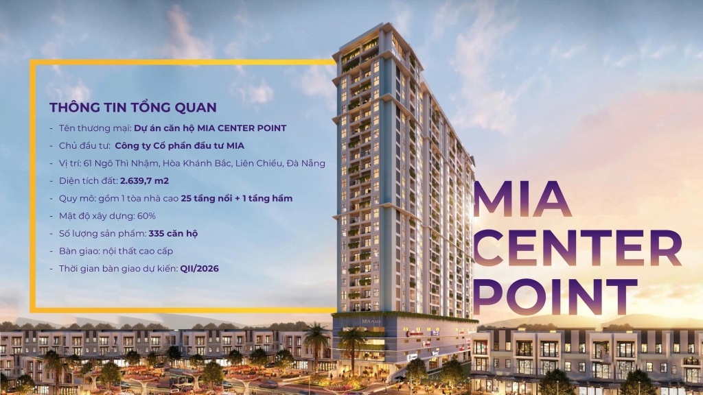 Căn góc 2PN Mia Center Point Đà Nẵng 67.2m² giá 2.927 tỷ - Sẵn sàng vào ở!