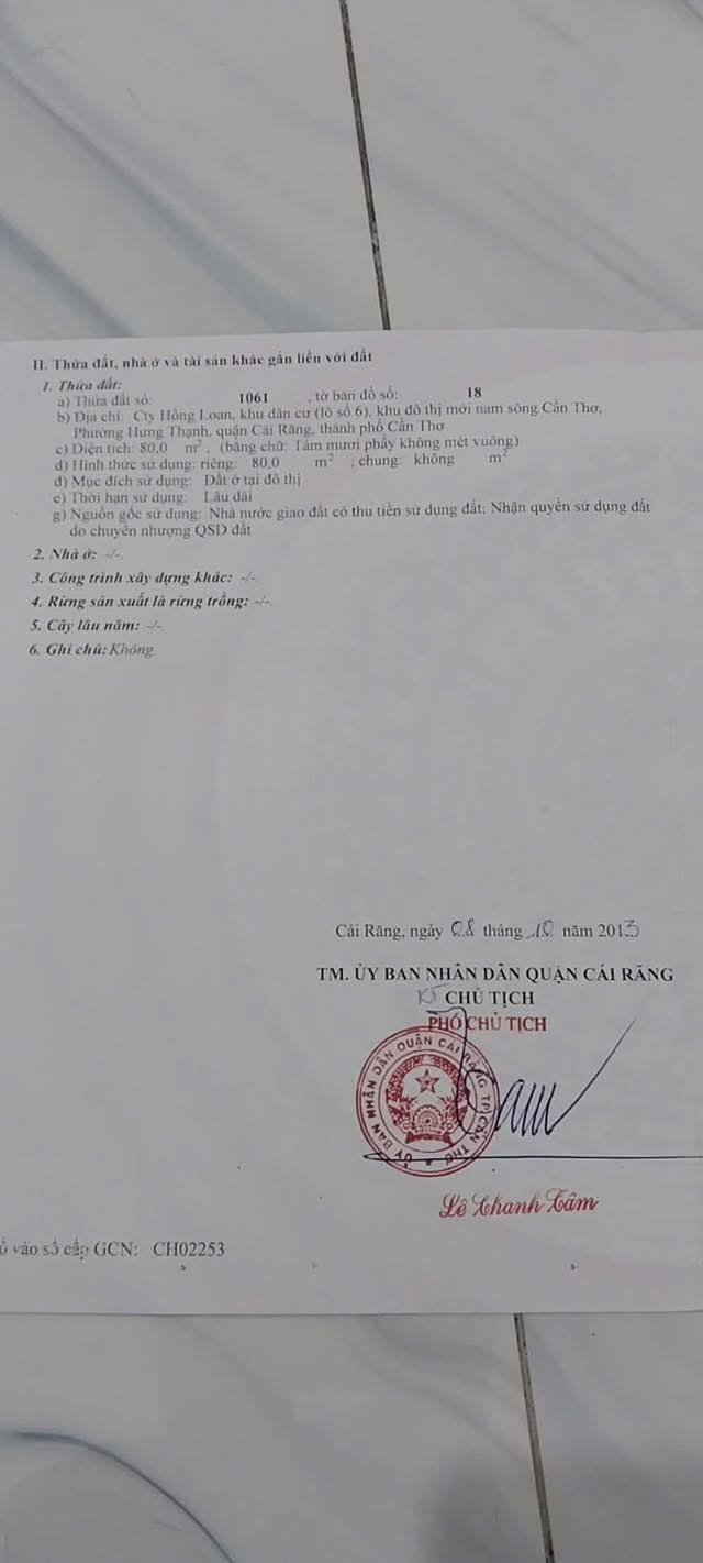 Đất nền KDC Hồng Loan Cái Răng 80m² giá 3.4 tỷ - Pháp lý hoàn chỉnh!