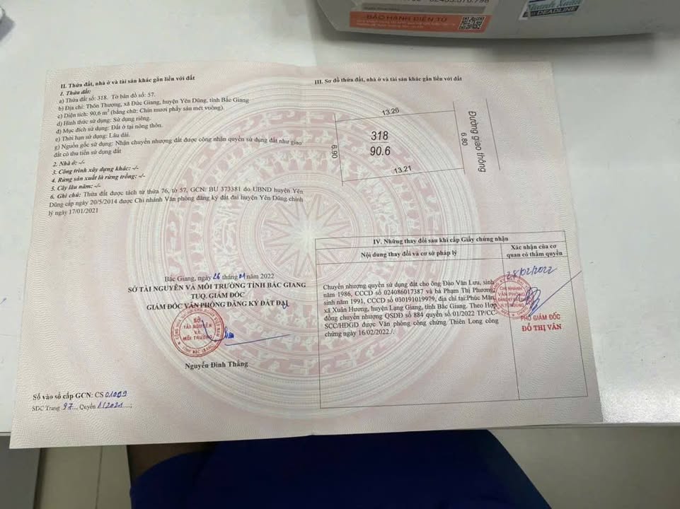 Đất thổ cư thôn Thượng, Đức Giang, Yên Dũng - 96m² giá chỉ 1xx triệu - Đầu tư sinh lời ngay!