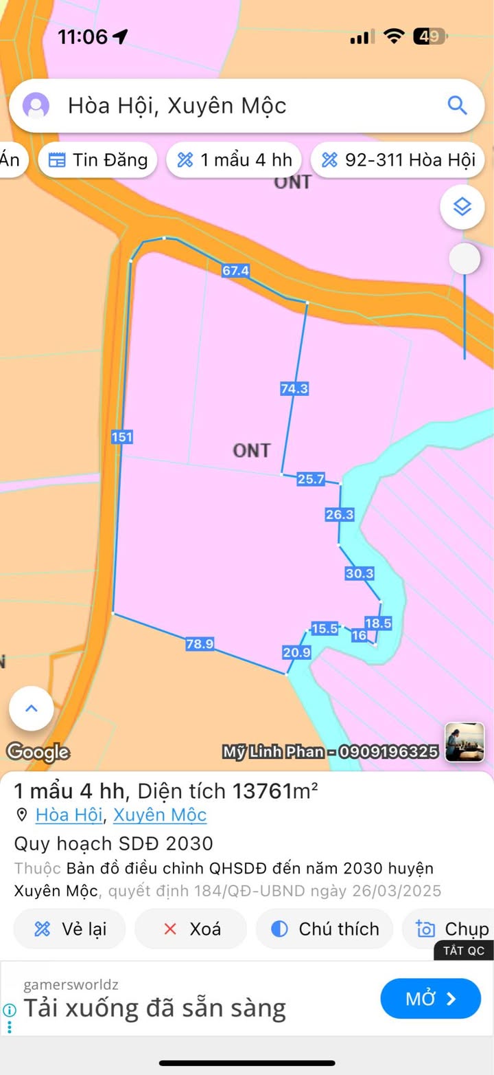 Đất nền Hòa Hội - Xuyên Mộc 10.500m² giá 10.5 tỷ - Đầu tư sinh lời ngay!