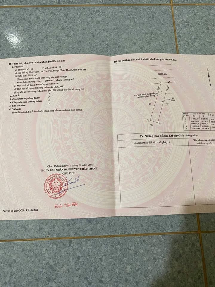 Đất mặt tiền Quốc lộ 57B, Phú Túc, Châu Thành, Bến Tre 965m² giá 6.5 tỷ - Tiềm năng đầu tư tuyệt vời!