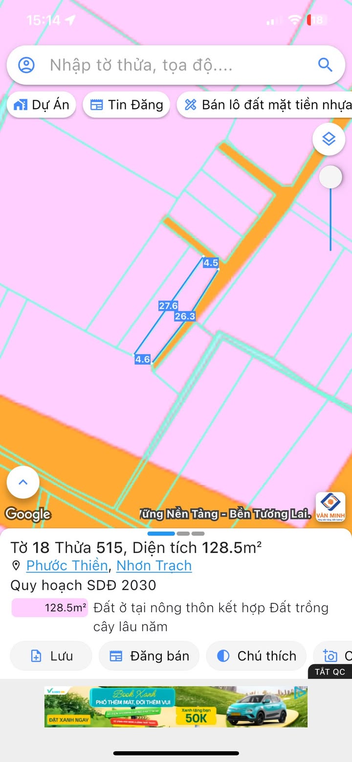 Đất nền xã Phước Thiền, Nhơn Trạch 125m² giá 1.625 tỷ - Đường xe hơi, tiện ích đầy đủ!