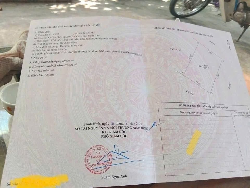 Đất nền Gia Phú, Gia Viễn 187m² - Lô góc 3 mặt tiền, giá thỏa thuận