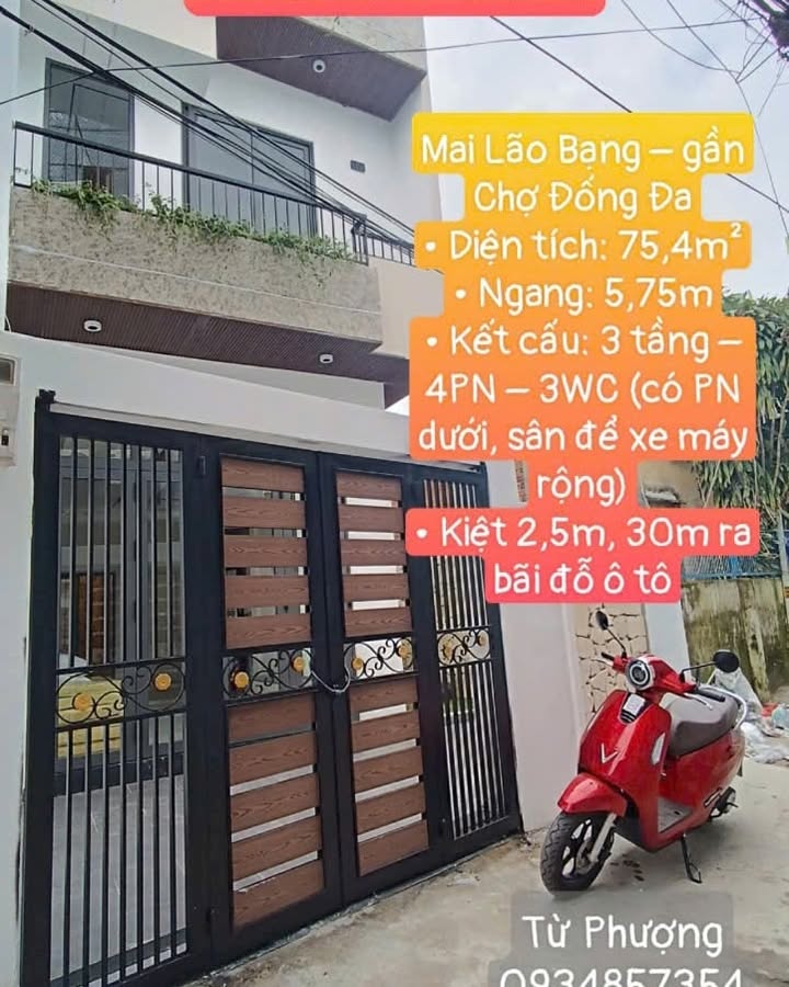 Nhà 3 tầng Mai Lão Bạng, Hải Châu, Đà Nẵng 75m² giá 5.85 tỷ - Đầu tư sinh lời ngay!