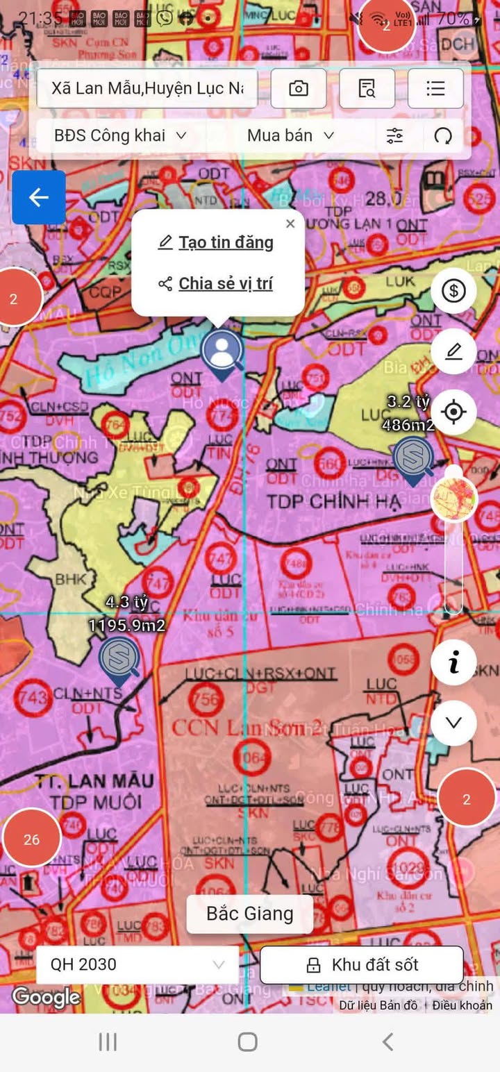 Đất thổ cư Lan Mẫu Lục Nam 451m² giá 1 tỷ - Cơ hội đầu tư hấp dẫn!