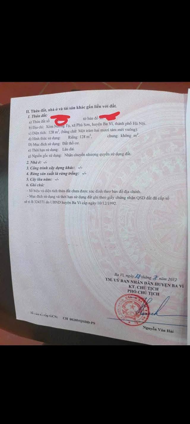 Đất nền Phú Sơn, Ba Vì 128m² giá chỉ 1.2 tỷ - Sẵn sàng dọn về ở!