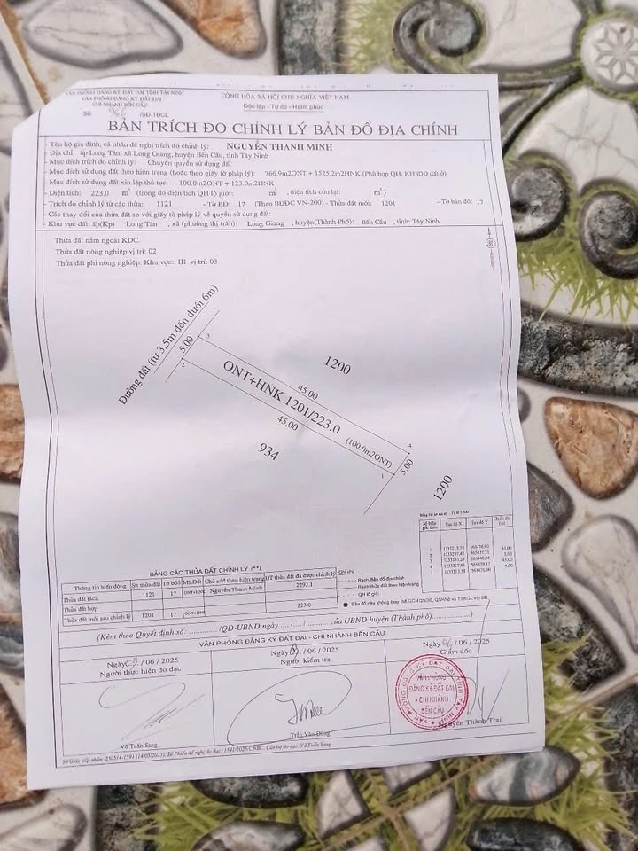 Đất thổ cư Bến Cầu 225m² giá chỉ 199 triệu - Sổ hồng riêng, công chứng ngay!