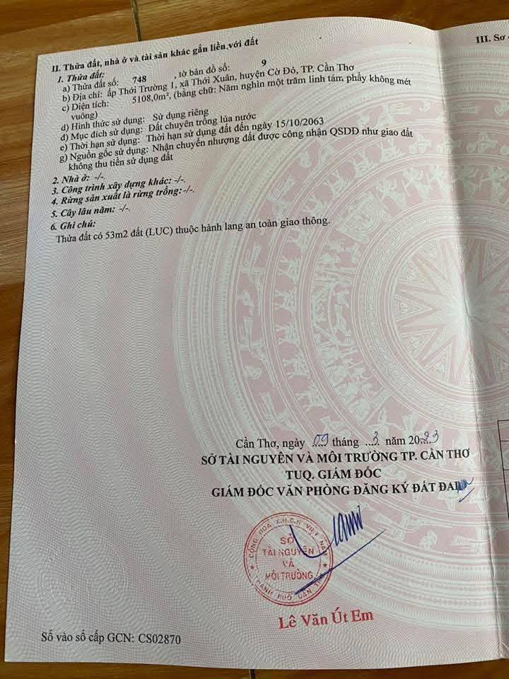 Đất vườn Cần Thơ 5108m² giá 235 triệu - Cơ hội đầu tư tuyệt vời!