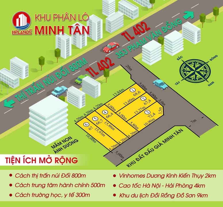 Lô đất chính chủ Minh Tân, Kiến Thụy 66.4m² giá 1.4 tỷ - Hạ tầng hoàn thiện, giao thông thuận lợi!