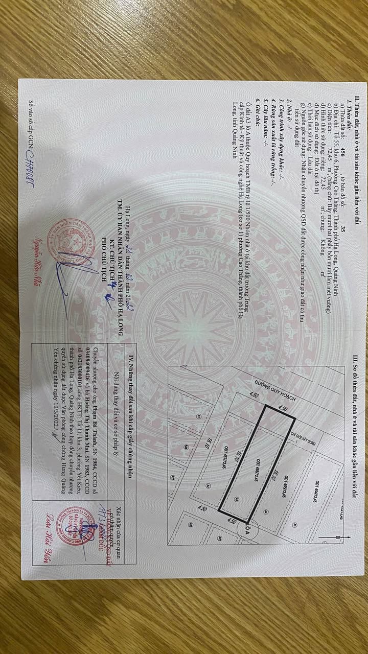 Đất dự án ông Trịnh, Hạ Long 72,45m² giá 3 tỷ - Cơ hội đầu tư sinh lời!