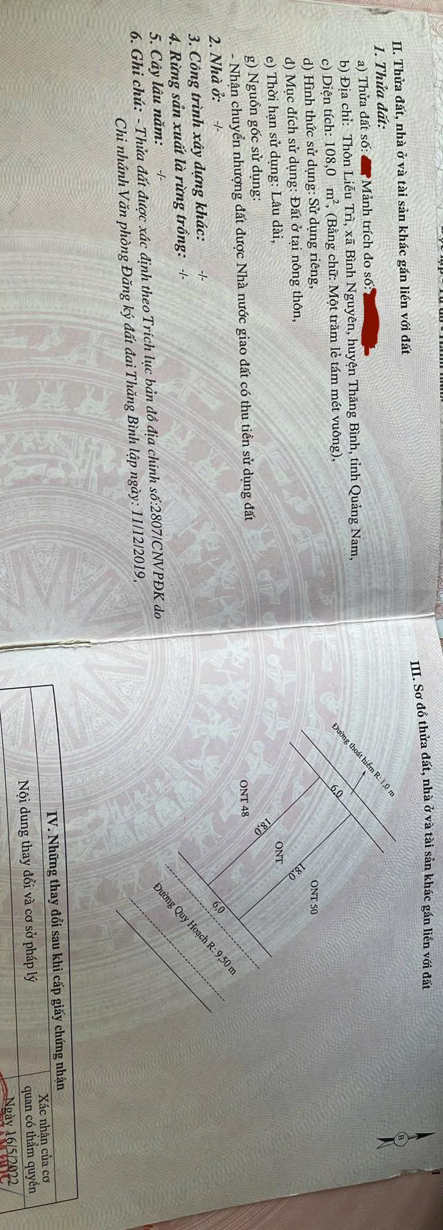 Lô đất giá rẻ 108m² tại Hà Lam, Thăng Bình - Cơ hội đầu tư sinh lời ngay!