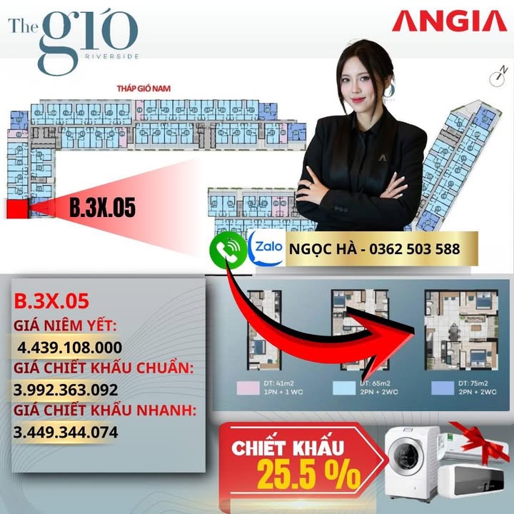 Căn hộ The Gió Riverside Dĩ An 75m² - Không gian sống ven sông thoáng mát!