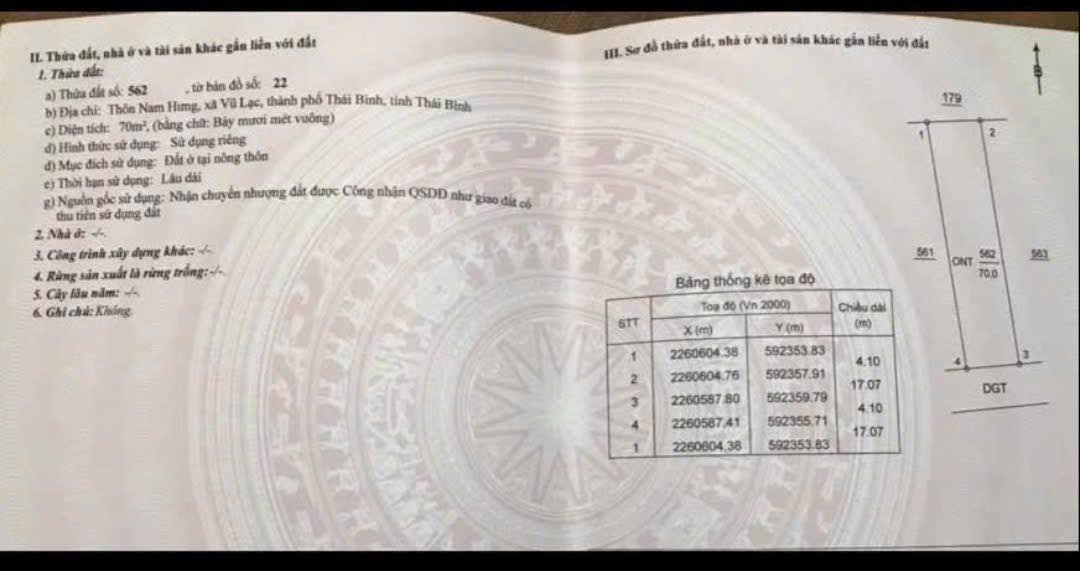 Đất Vũ Lạc Thái Bình 70m² giá 600 triệu - Đầu tư sinh lời nhanh chóng!