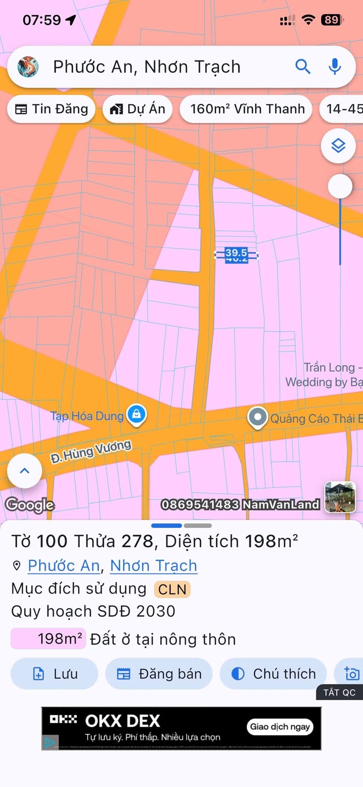 Đất nền Phước An Nhơn Trạch 198m² giá thỏa thuận - Đường xe tải 5 tấn thuận tiện