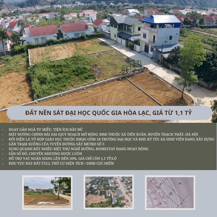 Đất nền Thôn Miễu, Tiến Xuân, Thạch Thất 85.6m² giá 1.1 tỷ - Đầu tư sinh lời hấp dẫn!