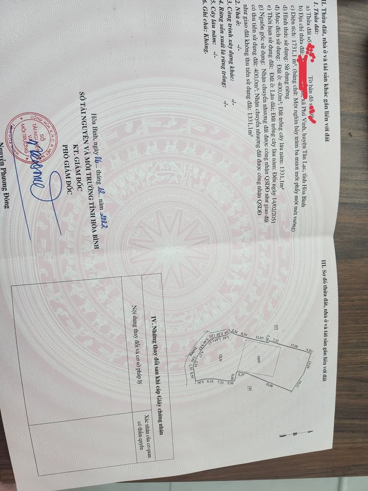 Bán đất Phú Vinh - Tân Lạc 1,731m² - Đất đẹp, pháp lý rõ ràng!