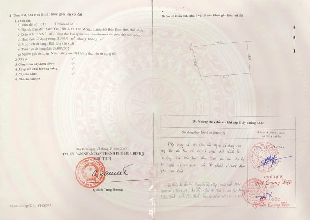 Đất rừng sản xuất 2566m² tại Yên Mông Hòa Bình - Pháp lý rõ ràng, giá thỏa thuận!