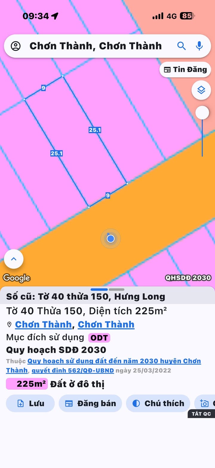Đất nền Chơn Thành 225m² giá thỏa thuận - Đường Võ Trường Toản mặt tiền