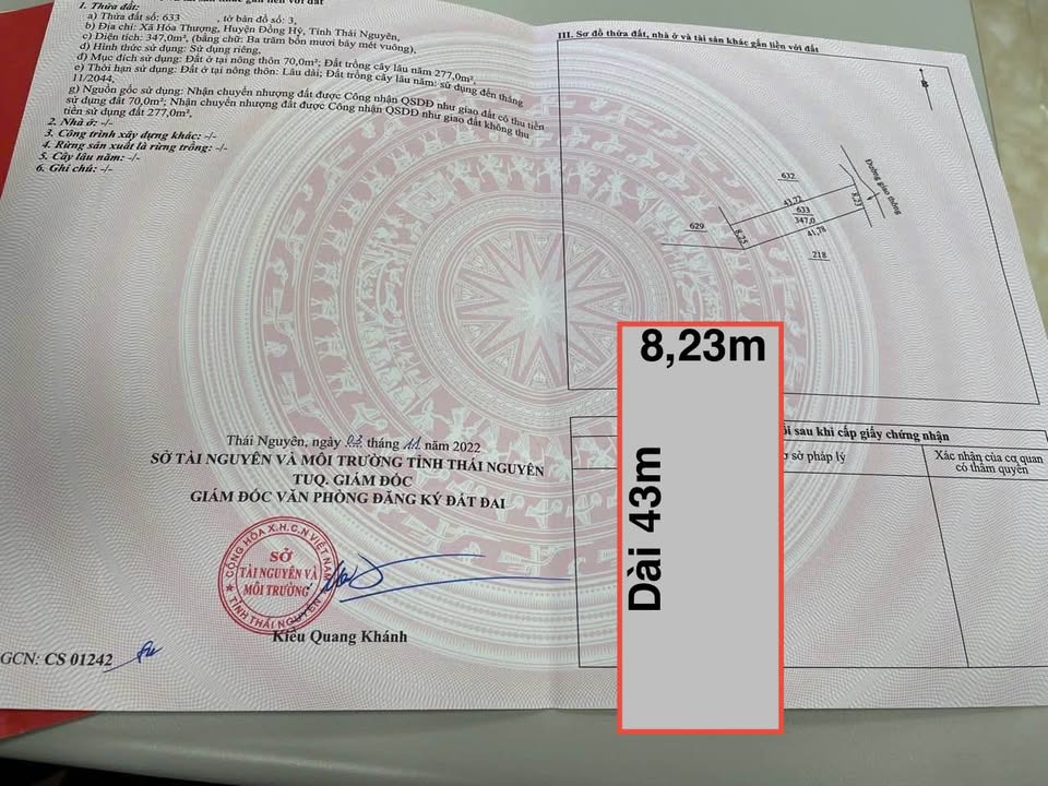 Đất Hóa Thượng, Huyện Đồng Hỷ, 347m² giá 800 triệu - Đầu tư sinh lời lý tưởng!