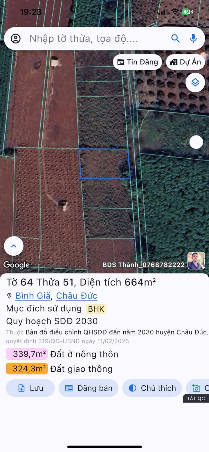 Đất nền mặt tiền Bình Giã Châu Đức 640m² giá 2.9 tỷ - Cơ hội đầu tư sinh lợi!