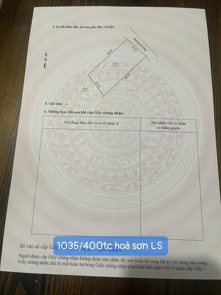 Đất nền 1035m² tại Hòa Sơn, Lương Sơn - Giá chỉ 10.35 tỷ, đầu tư sinh lời!