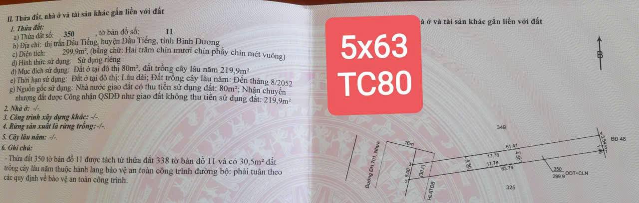 Đất thổ cư Dầu Tiếng 900m² giá 3.3 tỷ - Sổ đỏ chính chủ từng lô