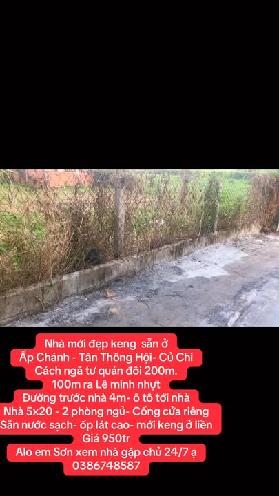Nhà mới đẹp 100m² tại Ấp Chánh, Tân Thông Hội, Củ Chi - Giá chỉ 950 triệu!