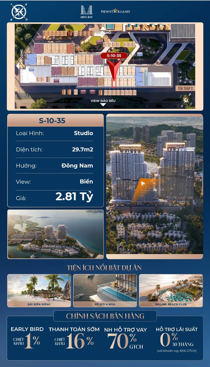 Căn hộ Studio Aria Bay Hạ Long 30m² giá 2.27 tỷ - View biển tuyệt đẹp!