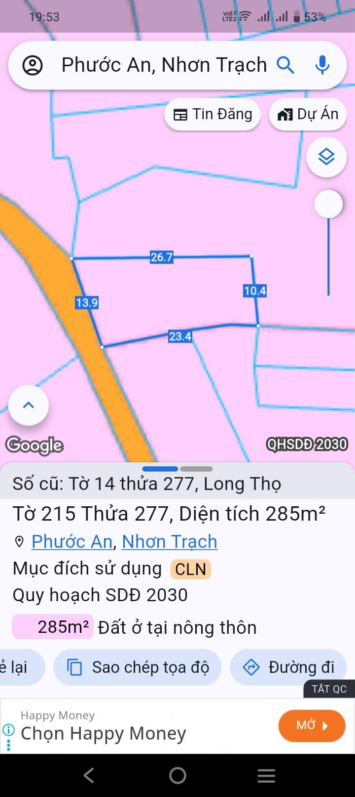 Đất 285m² Ấp 2 Long Thọ Nhơn Trạch - Giá chỉ 2 tỷ, cơ hội đầu tư lý tưởng!