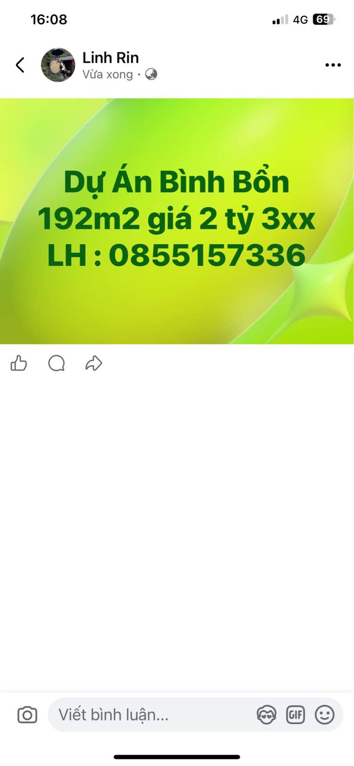 Đất nền dự án Bình Bổn Đồng Hới 192m² giá 2.3 tỷ - Cơ hội đầu tư sinh lời!