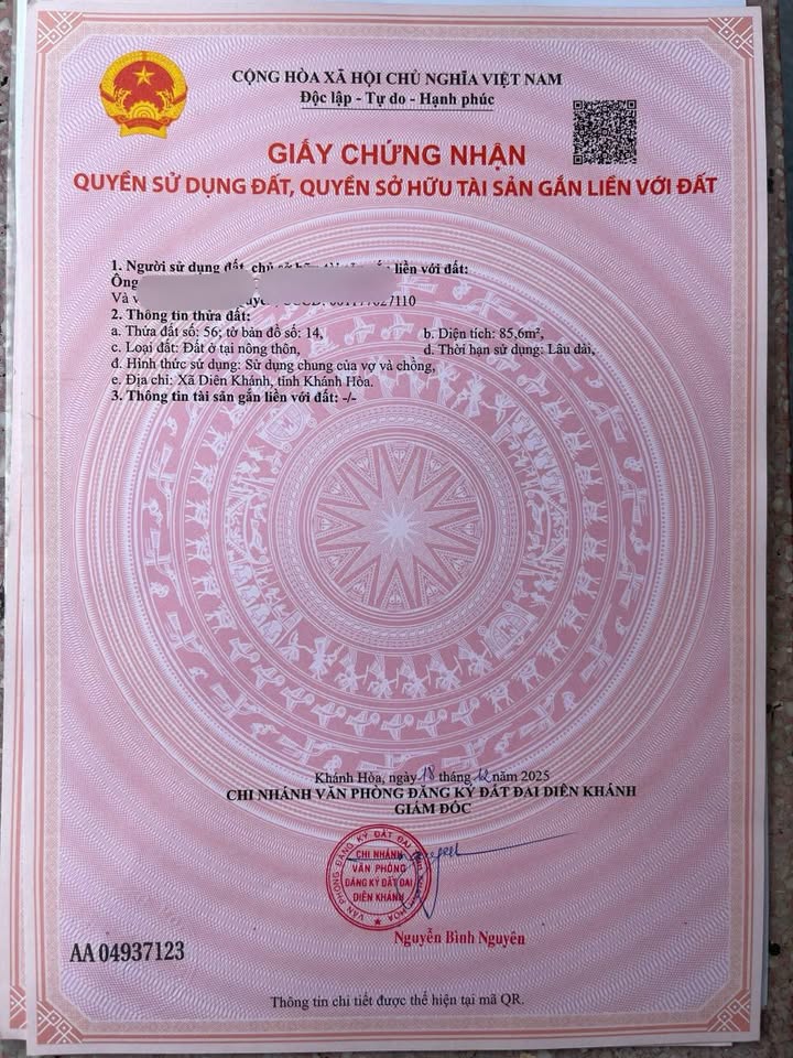 Nhà mặt tiền Hương Lộ 45, Thị Trấn Diên Khánh 86m² giá 2.499 tỷ - Đầu tư sinh lời ngay!