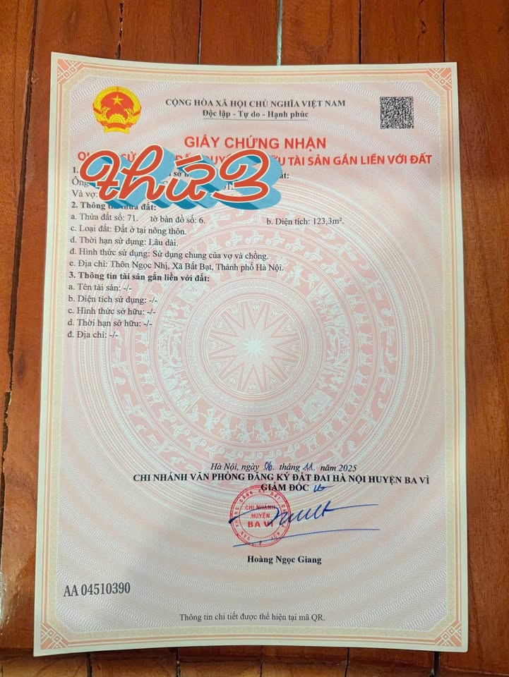 Đất nền Bất Bạt Ba Vì 123,3m² giá 800 triệu - Đầu tư sinh lời ngay!