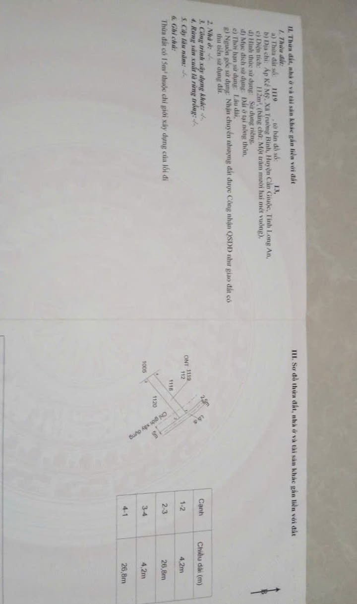 Đất thổ cư 112m² tại Ấp Kế Mỹ, Long An giá chỉ 950 triệu - Cơ hội đầu tư tuyệt vời!