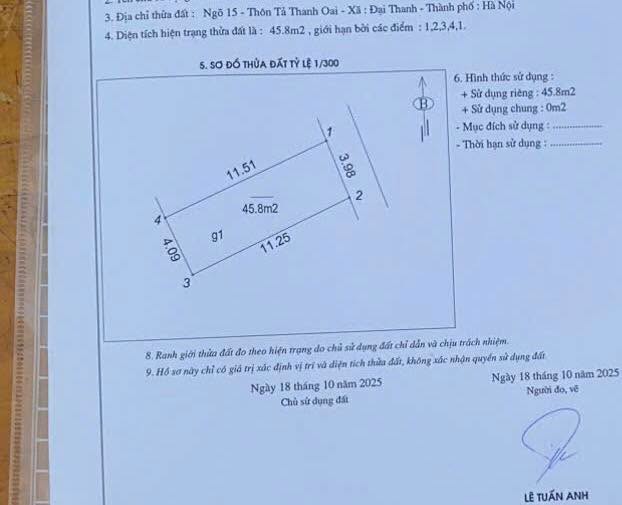 Nhà cấp 4 Tả Thanh Oai 46m² giá 989 triệu - Pháp lý đầy đủ, giao dịch ngay!